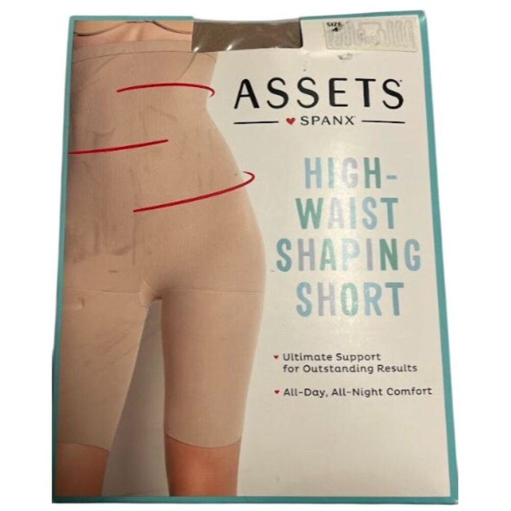 Spanx Assets High Waist Shaping Short Shapewear Mid Thigh Control Size 4